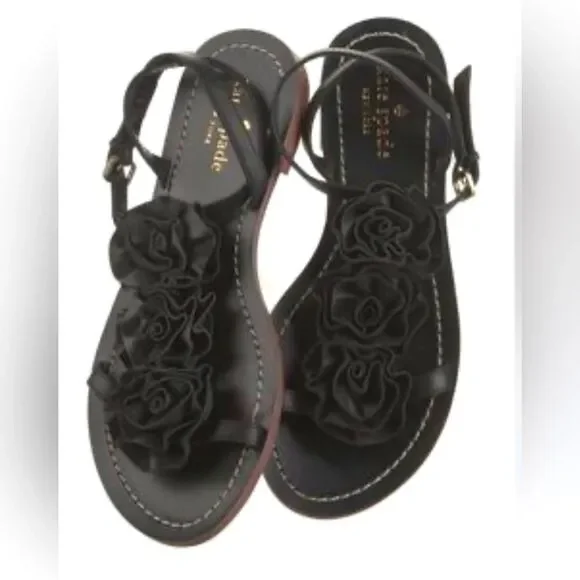 Kate Spade Caryl Rosette Black Sandals; 
size 8; Like New!  Only worn once! - Picture 2 of 7